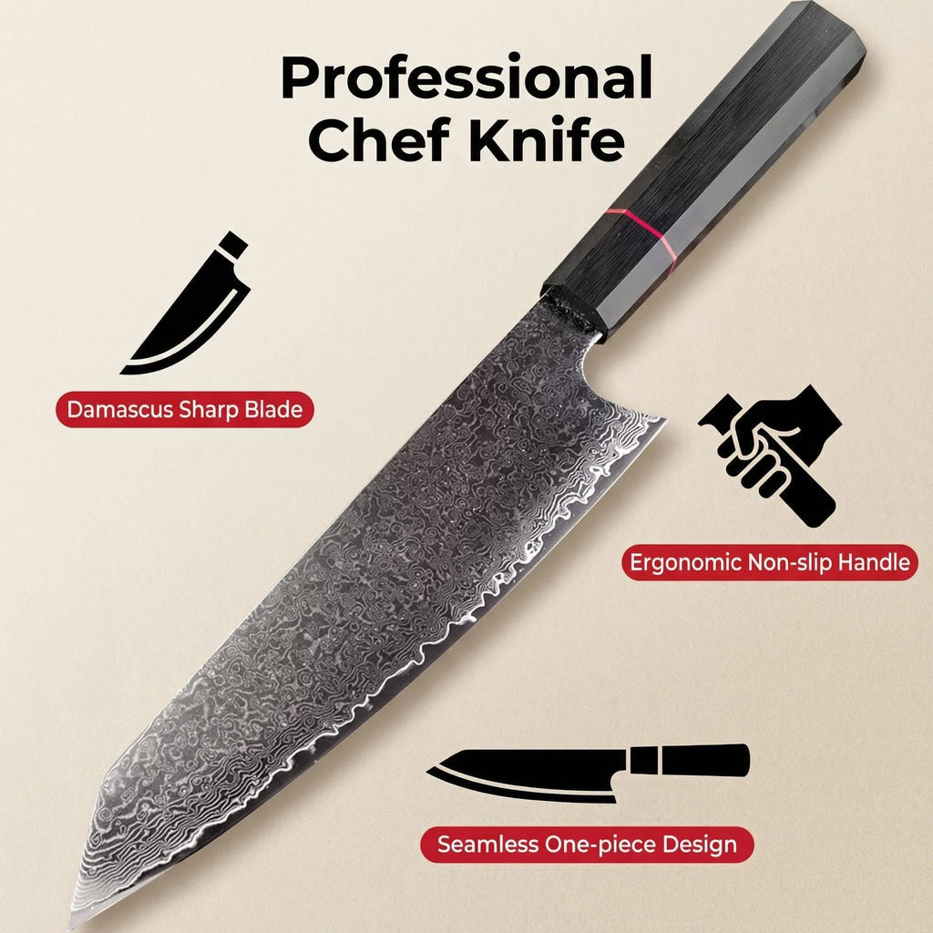 Cuchillo cebollero damasco 20 cm con mango G10 – vista 3
