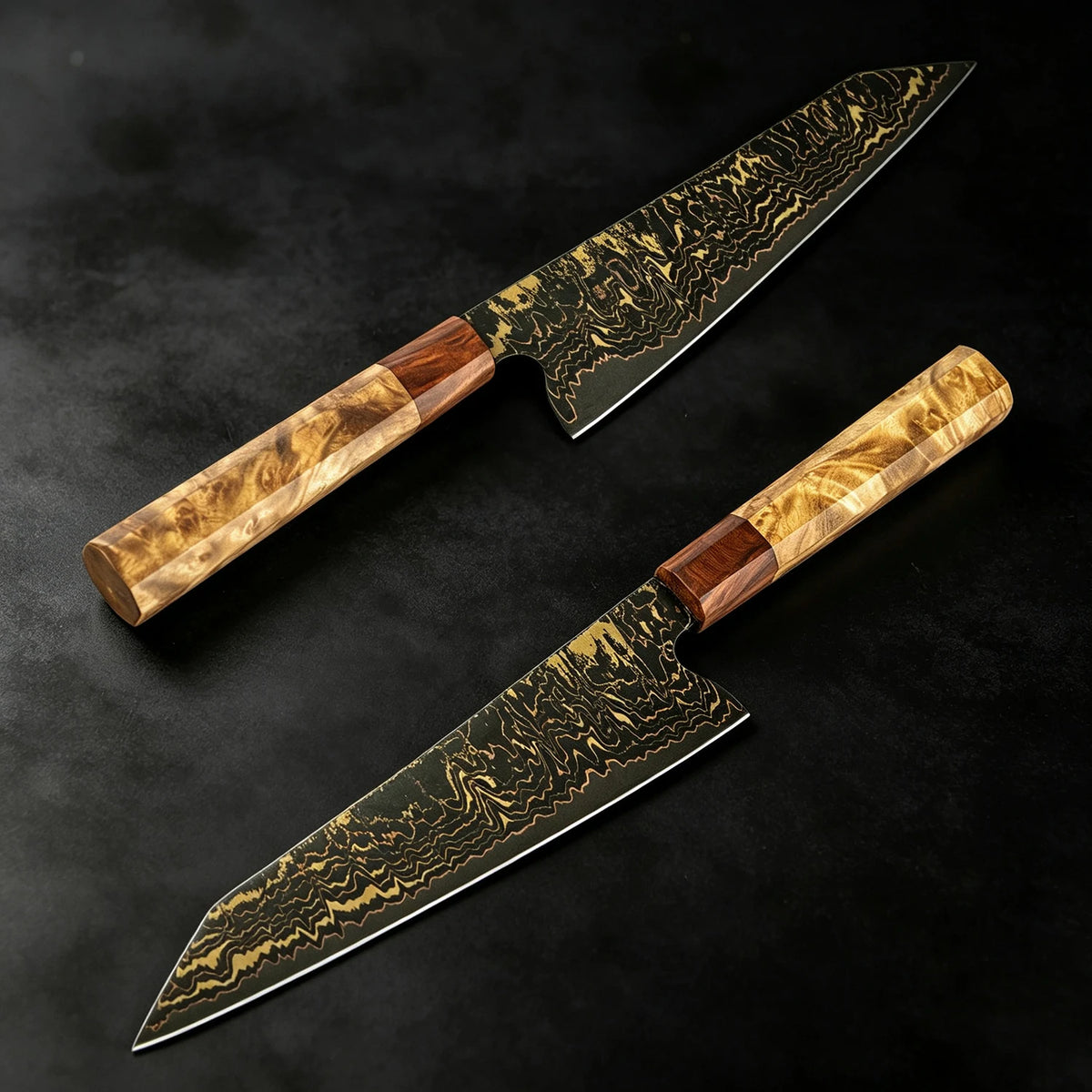 Cuchillo kiritsuke de damasco forjado 37 capas con mango de madera – vista 6