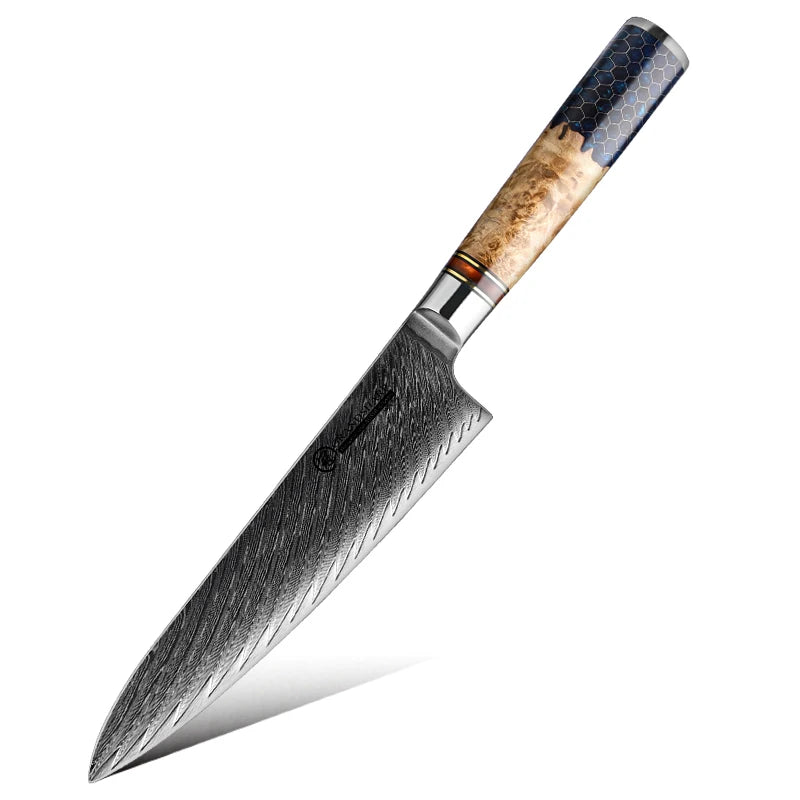 Cuchillo damasco con mango panal – vista 14