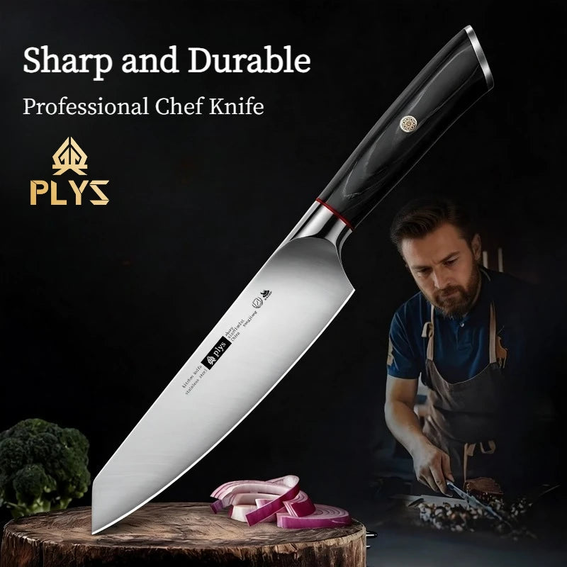 Cuchillo de cocina con mango de madera maciza – vista 1
