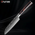 Cuchillo con patrón damasco y mango de madera de colores – vista 16