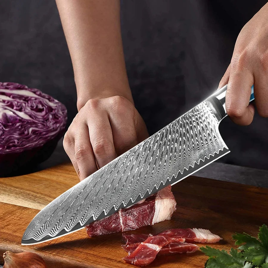 Cuchillo de cocina con acabado damasco – vista 2