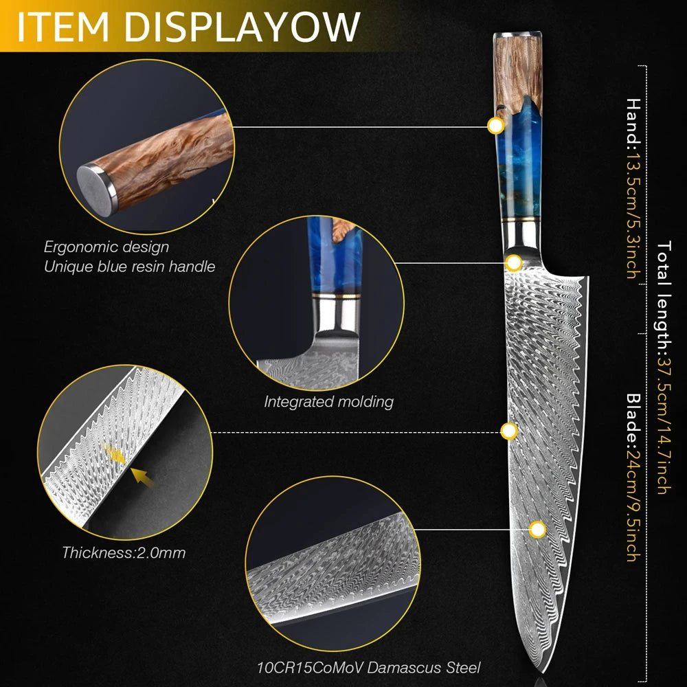 Cuchillo de cocina con acabado damasco – vista 3