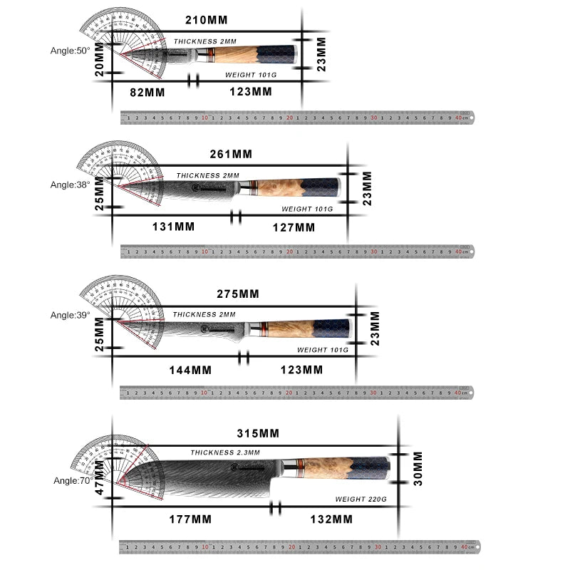 Cuchillo damasco con mango panal – vista 5