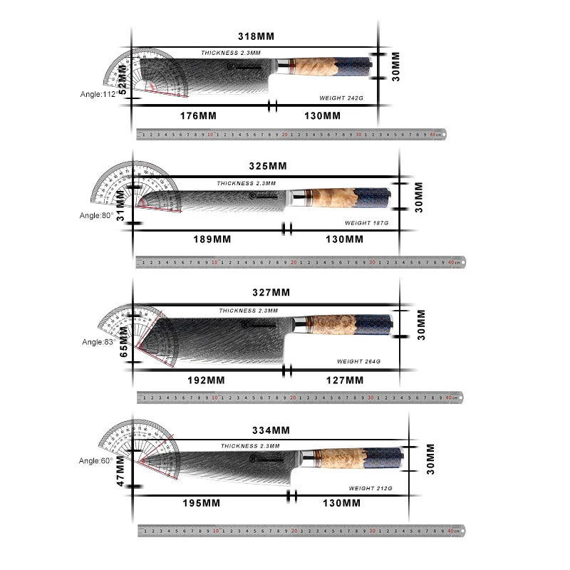 Cuchillo damasco con mango panal – vista 6