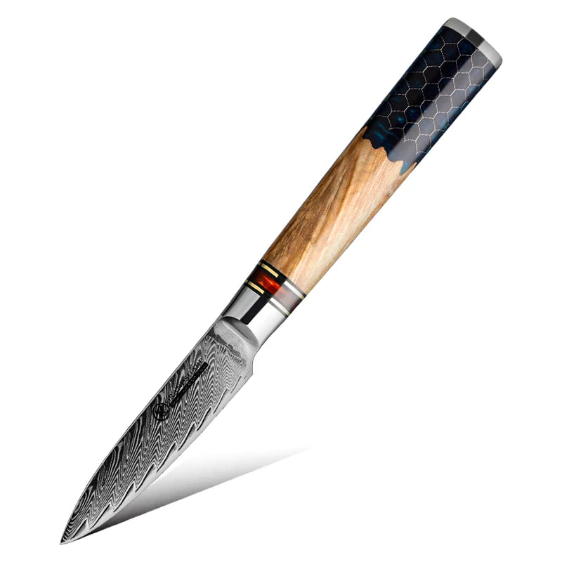 Cuchillo damasco con mango panal – vista 10