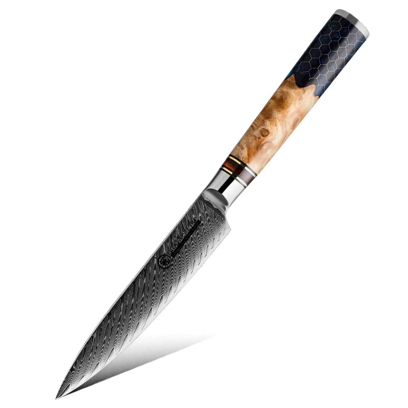 Cuchillo damasco con mango panal – vista 7