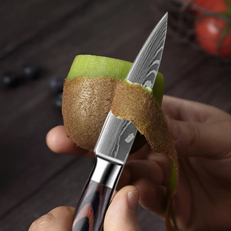 Cuchillo de cocina con patrón damasco – vista 4