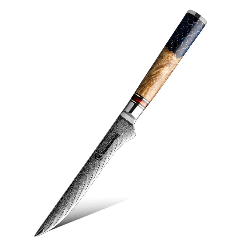 Cuchillo damasco con mango panal – vista 9
