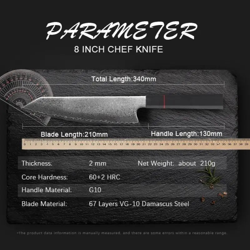 Cuchillo cebollero damasco 20 cm con mango G10 – vista 6