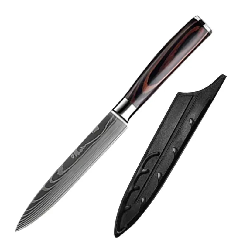 Cuchillo de cocina con patrón damasco – vista 7