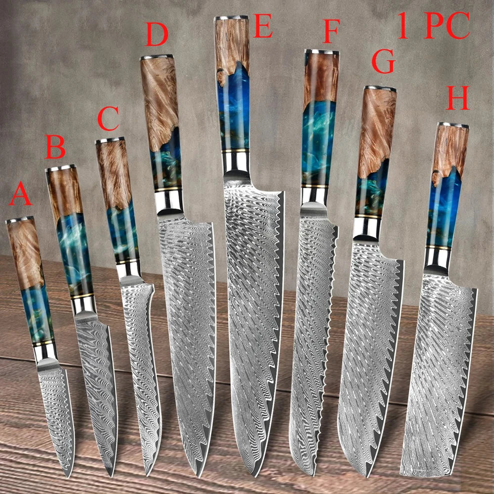 Cuchillo de cocina con acabado damasco – vista 1