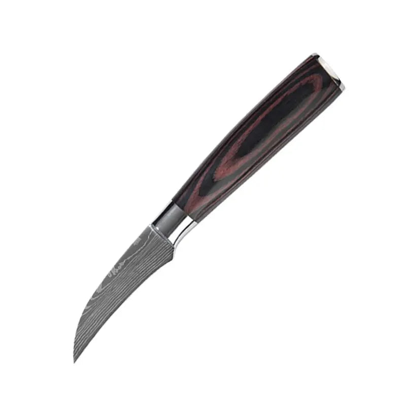 Cuchillo de cocina con patrón damasco – vista 8