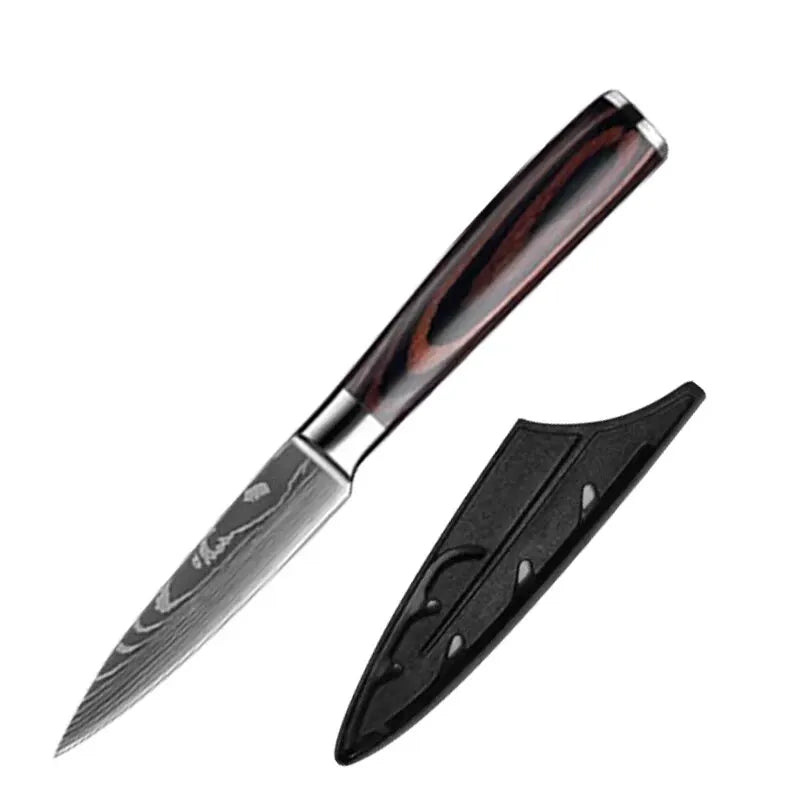 Cuchillo de cocina con patrón damasco – vista 6