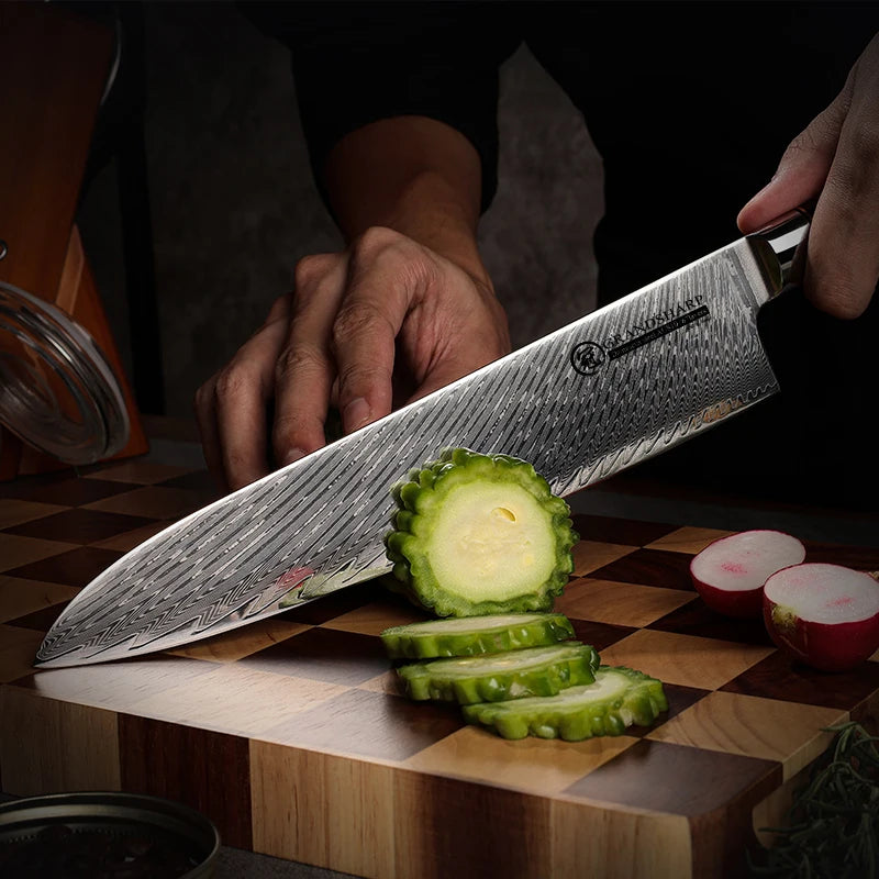 Cuchillo damasco con mango panal – vista 2