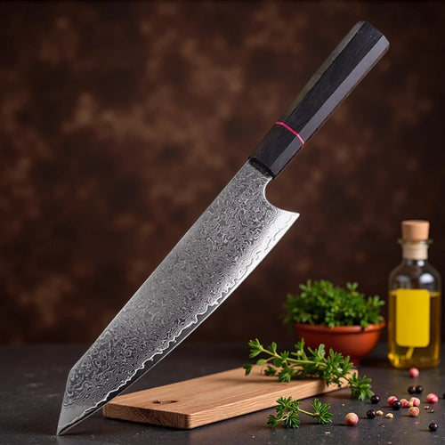 Cuchillo cebollero damasco 20 cm con mango G10 – vista 1
